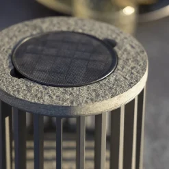 Les Jardins LED-solcellebordlampe Halo, grå, aluminium/granit