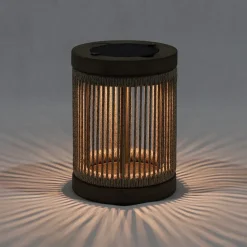 Les Jardins LED-solcellebordlampe Rop&Strip, grå/beige