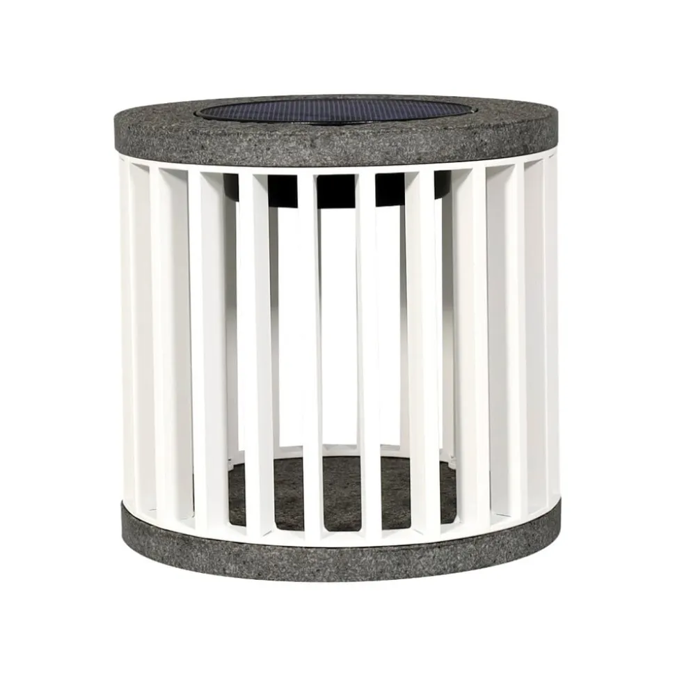 Les Jardins LED-solcellebordlampe Halo, hvid, aluminium/granit