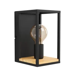 Libertad væglampe, bredde 14 cm, sort/træ, stål