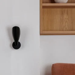 Liggera væglampe, sort, stål, bredde 10,3 cm