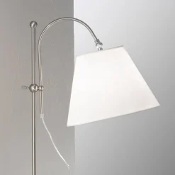 Lilly tekstil-gulvlampe, nikkel, højdejusterbar
