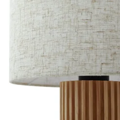 Lindby bordlampe Kimiko, højde 38 cm, træ, tekstil