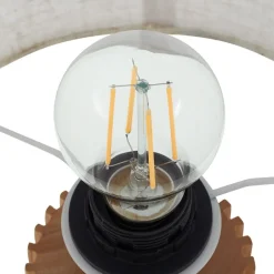 Lindby bordlampe Kimiko, højde 38 cm, træ, tekstil