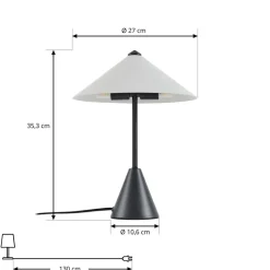 Lindby bordlampe Norvik, højde 35 cm, sort/grå, metal