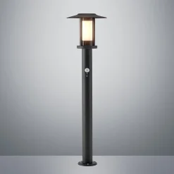 Lindby Gregory LED-vejlampe, 76 cm, sensor, mørkegrå, IP44