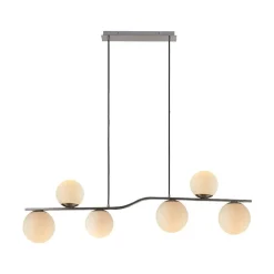 Lindby hængelampe Avalyn, nikkelfarvet, glas, 110 cm, E14