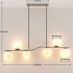 Lindby hængelampe Avalyn, nikkelfarvet, glas, 110 cm, E14