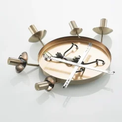 Lindby hængelampe Teeja, amber, 5 lyskilder, Ø50cm, glas, E27