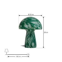 Lindby Hubi bordlampe, grøn, glas, Ø 22 cm, svampeform