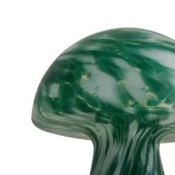 Lindby Hubi bordlampe, grøn, glas, Ø 22 cm, svampeform