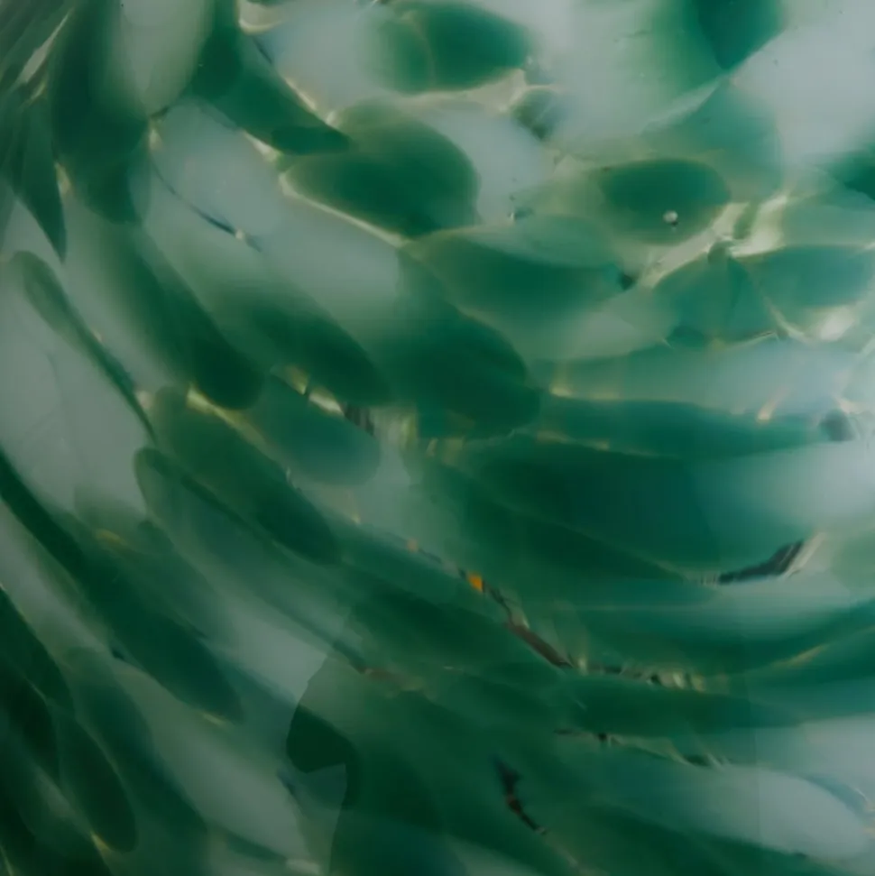 Lindby Hubi bordlampe, grøn, glas, Ø 22 cm, svampeform