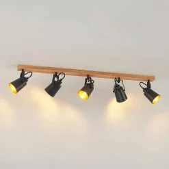 Lindby Kimban loftspot, 5 lyskilder, 106 cm, træ, metal