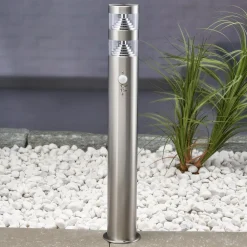 Lindby LED-gadelampe Lanea, 60 cm, grå, sensor, IP44