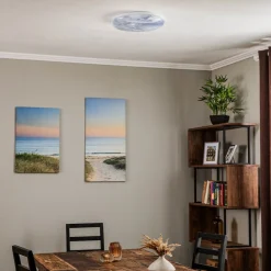 Lindby LED-loftlampe Orbi, 38 cm, blå/hvid, plast