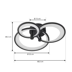 Lindby LED-loftlampe Sorma, sort, CCT, dæmpbar