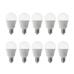 Lindby LED-pære, E27, 11 W, opal, 3.000 K, sæt med 10 stk