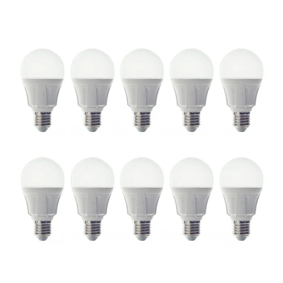 Lindby LED-pære, E27, 11 W, opal, 3.000 K, sæt med 10 stk