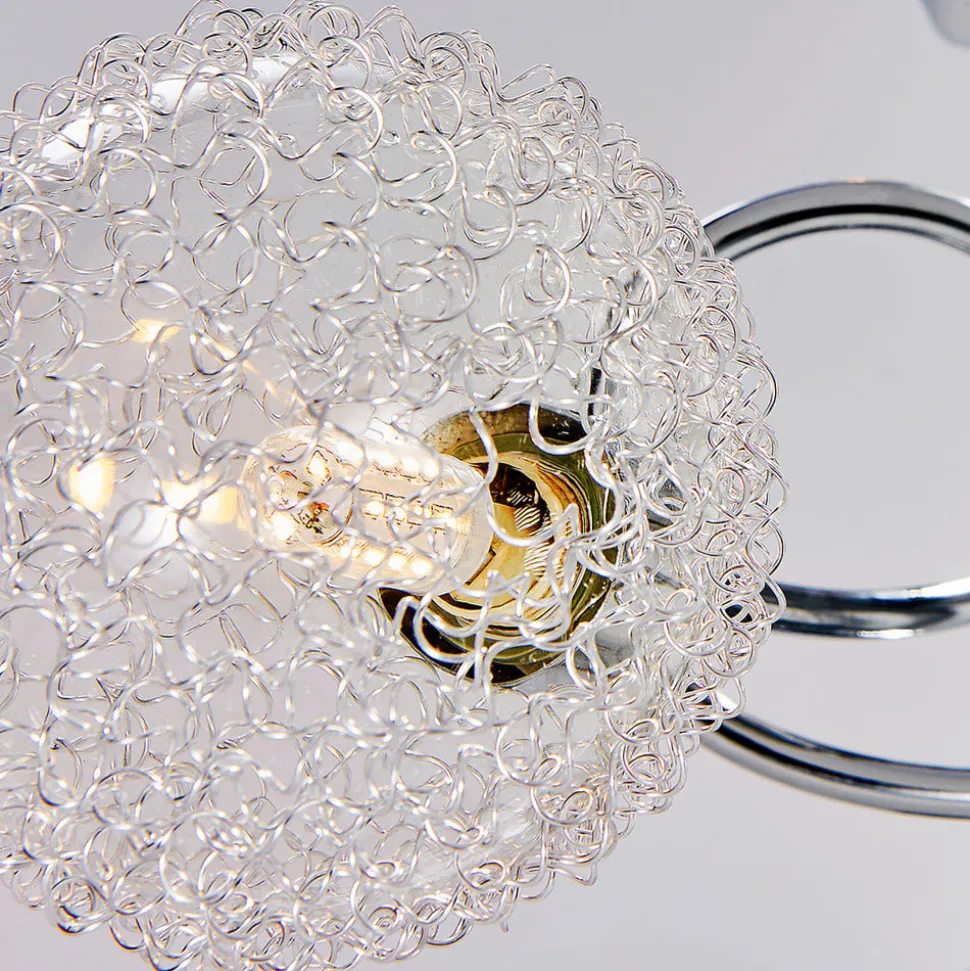 Lindby loftlampe Ticino, Ø 40 cm, krom, glas, metal