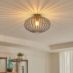 Lindby Maivi loftslampe, sort, 40 cm, jern, bur