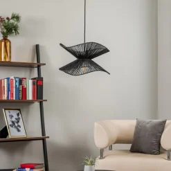 Lindby pendel Valdorin, sort, papir, Ø 40 cm, E27