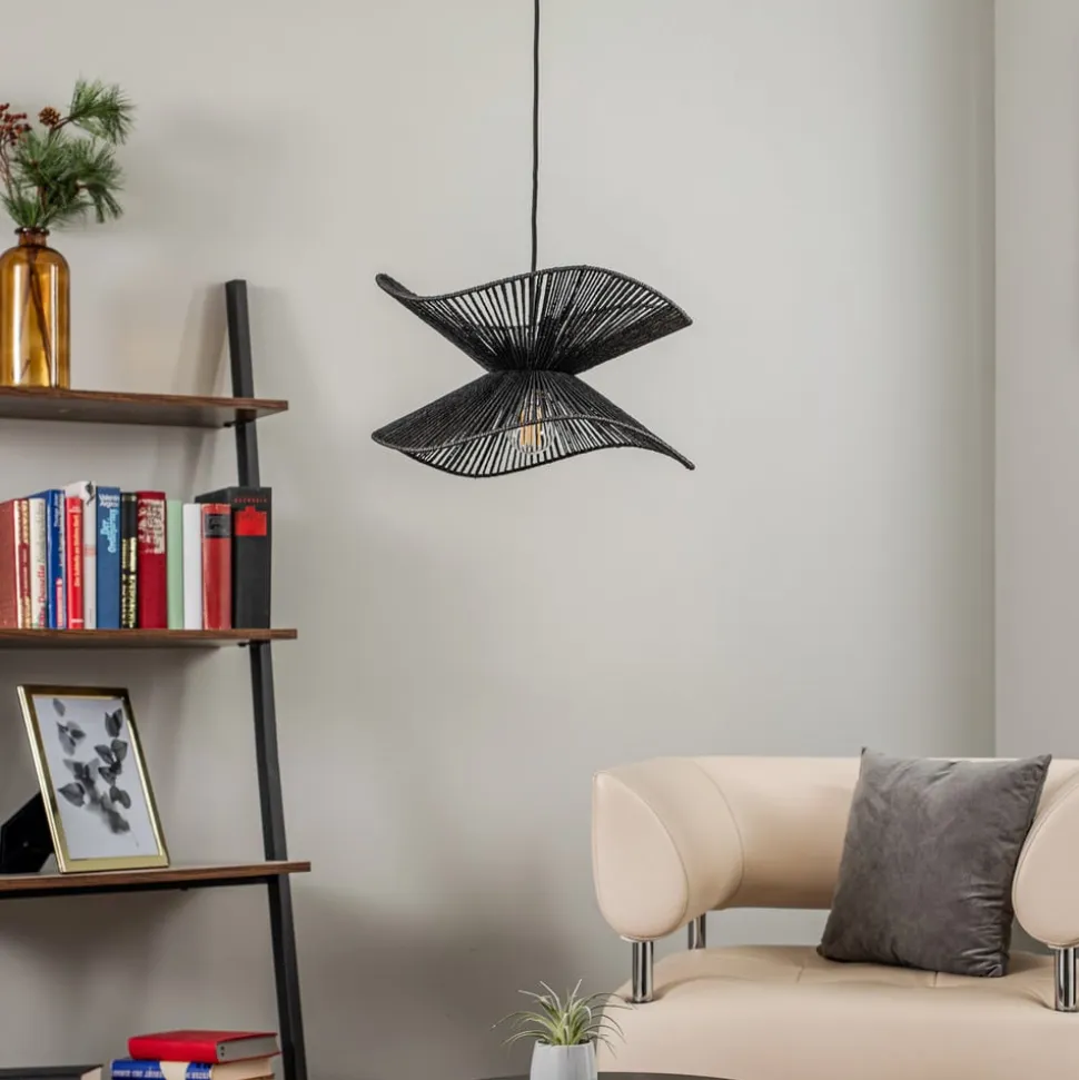 Lindby pendel Valdorin, sort, papir, Ø 40 cm, E27