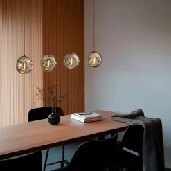 Lindby pendel Valentina, E14, 4-lys, røgfarvet grå, glas