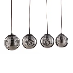 Lindby pendel Valentina, E14, 4-lys, røgfarvet grå, glas
