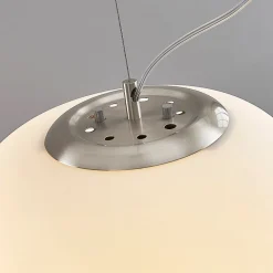 Lindby pendellampe Ginevra, Ø 38 cm, hvid, glas, E27