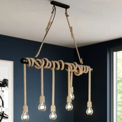 Lindby pendellampe Hajo, 100 cm, 6 lyskilder, rebpendel