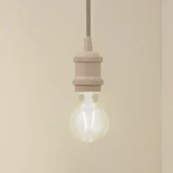 Lindby pendellampe Hattie, beige, Ø 5 cm, metal E27