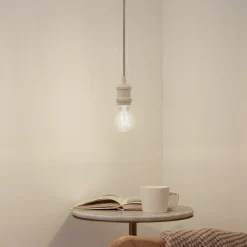 Lindby pendellampe Hattie, beige, Ø 5 cm, metal E27