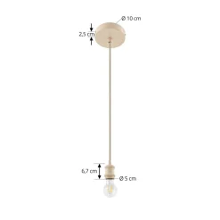 Lindby pendellampe Hattie, beige, Ø 5 cm, metal E27