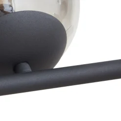 Lindby pendellampe Isamer, smoke grey/amber, 130 cm, globe