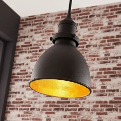 Lindby pendellampe Jasminka, sort/guld, metal, 1 lyskilde.