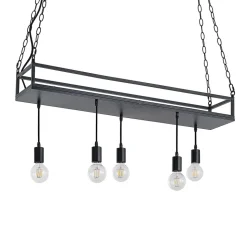 Lindby pendellampe Kirista, 5 lyskilder, sort, metal, 100 cm