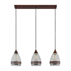 Lindby pendellampe Millina, 70 cm, rustbrun, 3 lyskilder.