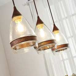 Lindby pendellampe Millina, 70 cm, rustbrun, 3 lyskilder.