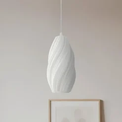 Lindby pendellampe Nuvia, Ø 15,5 cm, hvid, 3D-print