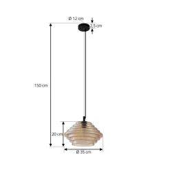 Lindby pendellampe Orliana, Ø 35 cm, ravfarvet, glas