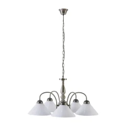 Lindby pendellampe Otis, Ø 68 cm, 5 lyskilder, hvid, glas, E27