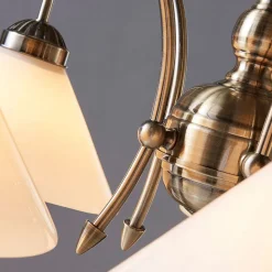 Lindby pendellampe Otis, Ø 68 cm, 5 lyskilder, hvid, glas, E27