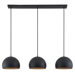 Lindby pendellampe Tarjei, længde 120 cm, sort/guld, metal