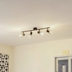 Lindby Pendura loftlampe, 4 lyskilder, sort, glas