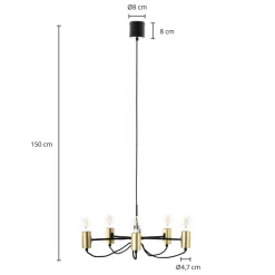 Lindby Prospa lysekrone i sort og messing