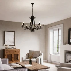 Lindby Scaleria lysekrone, 8 lyskilder, brun