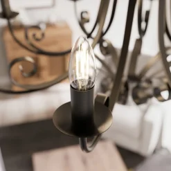 Lindby Scaleria lysekrone, 8 lyskilder, brun