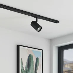 Lindby skinnespot Linaro, GU10, Ø 6 cm, sort, 1-faset