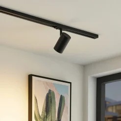 Lindby skinnespot Linaro, GU10, Ø 6 cm, sort, 1-faset