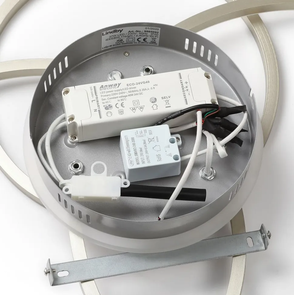 Lindby Smart LED-loftlampe Tula, fjernbetjening, Tuya CCT